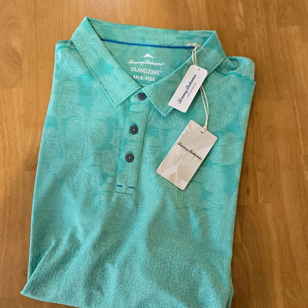Tommy Bahama Palm Coast Tropical Fade Polo Castaway Green MSRP $138 Size 4XLB NW